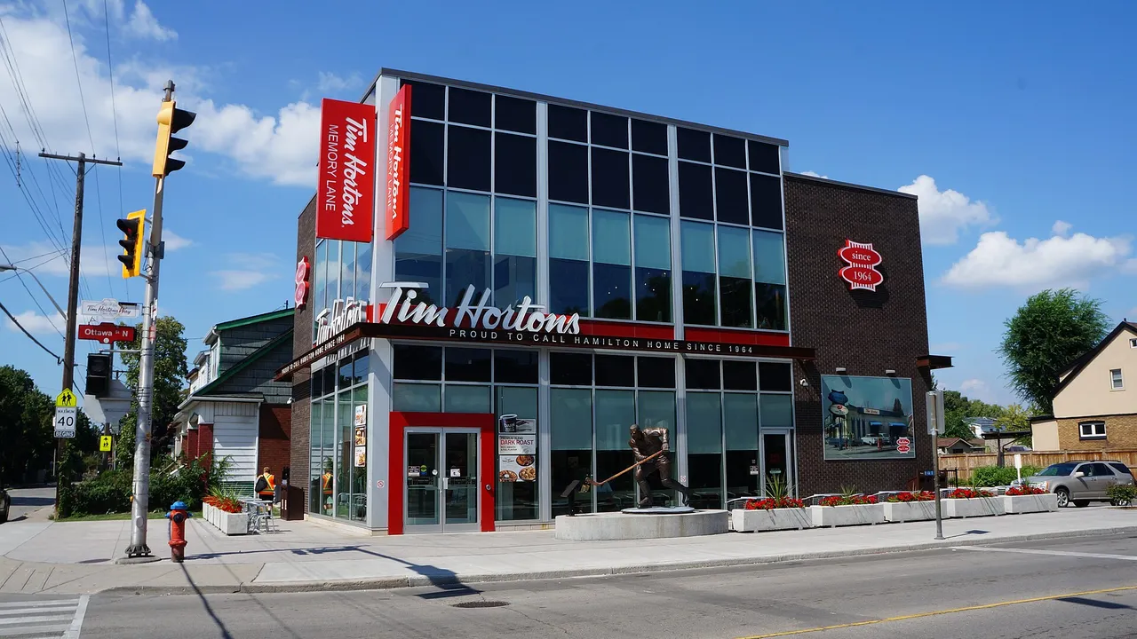 The original Tim Hortons restaurant on Ottawa Street North in Hamilton, Ontario